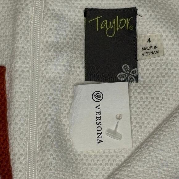 Taylor Textured Fern Print Sleeveless Sheath Dress Women's 4 | Cream & Rust NWT - Picture 6 of 11